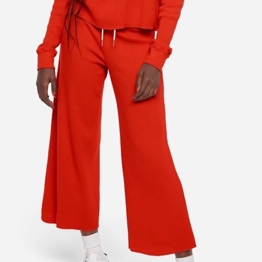 MATE the Label Red Waffle Wide Leg Sweatpants